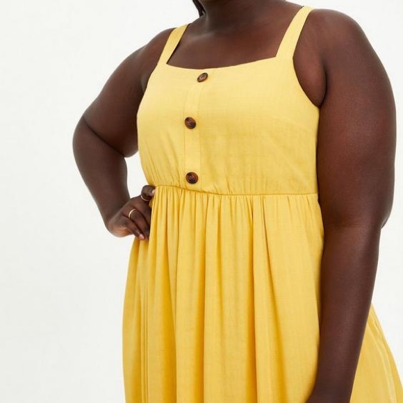 TORRID yellow crosshatched summer dress, 3X. - Picture 3 of 11